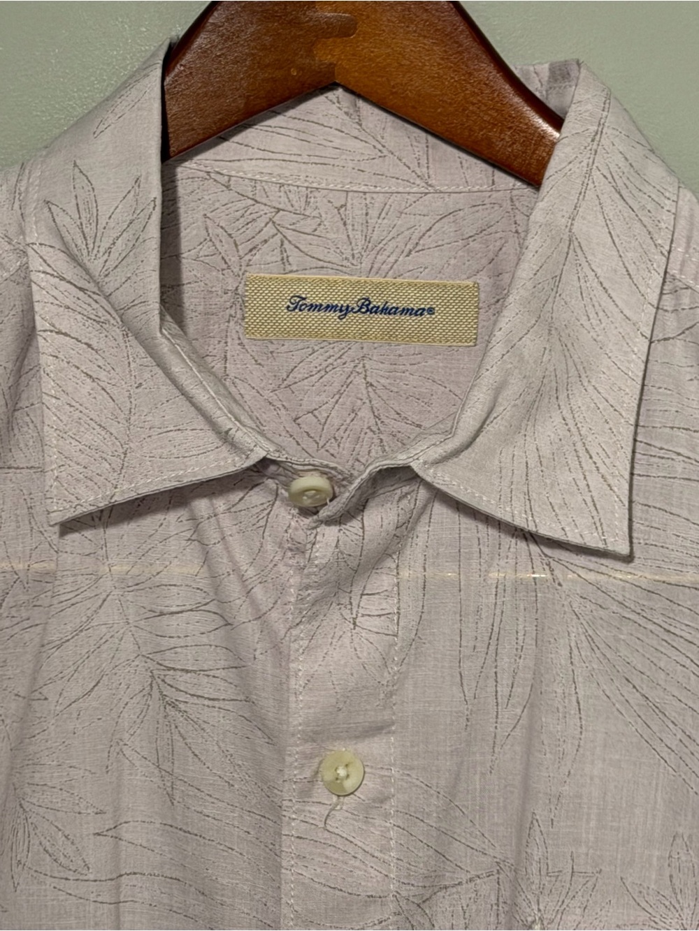 Tommy Bahama Beige Island-Inspired Leaf-Print Button-Down Shirt